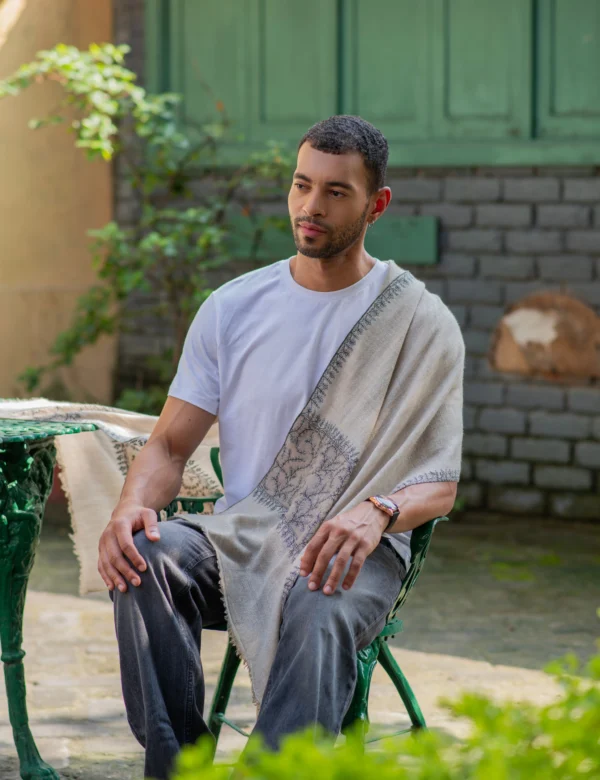 Brown Feather Dual Pashmina Wrap