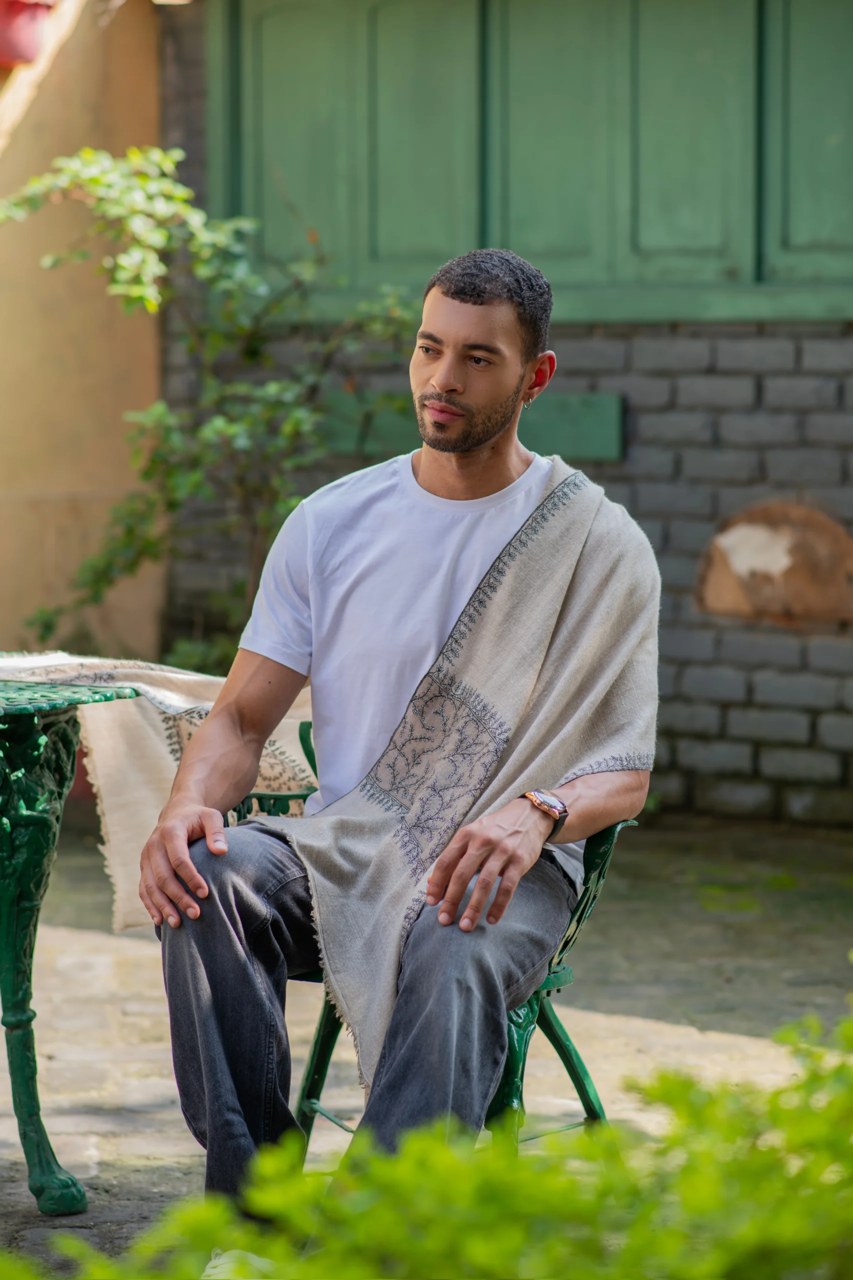 Brown Feather Dual Pashmina Wrap