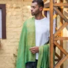 Verdant Loom Deep green striped Shawl