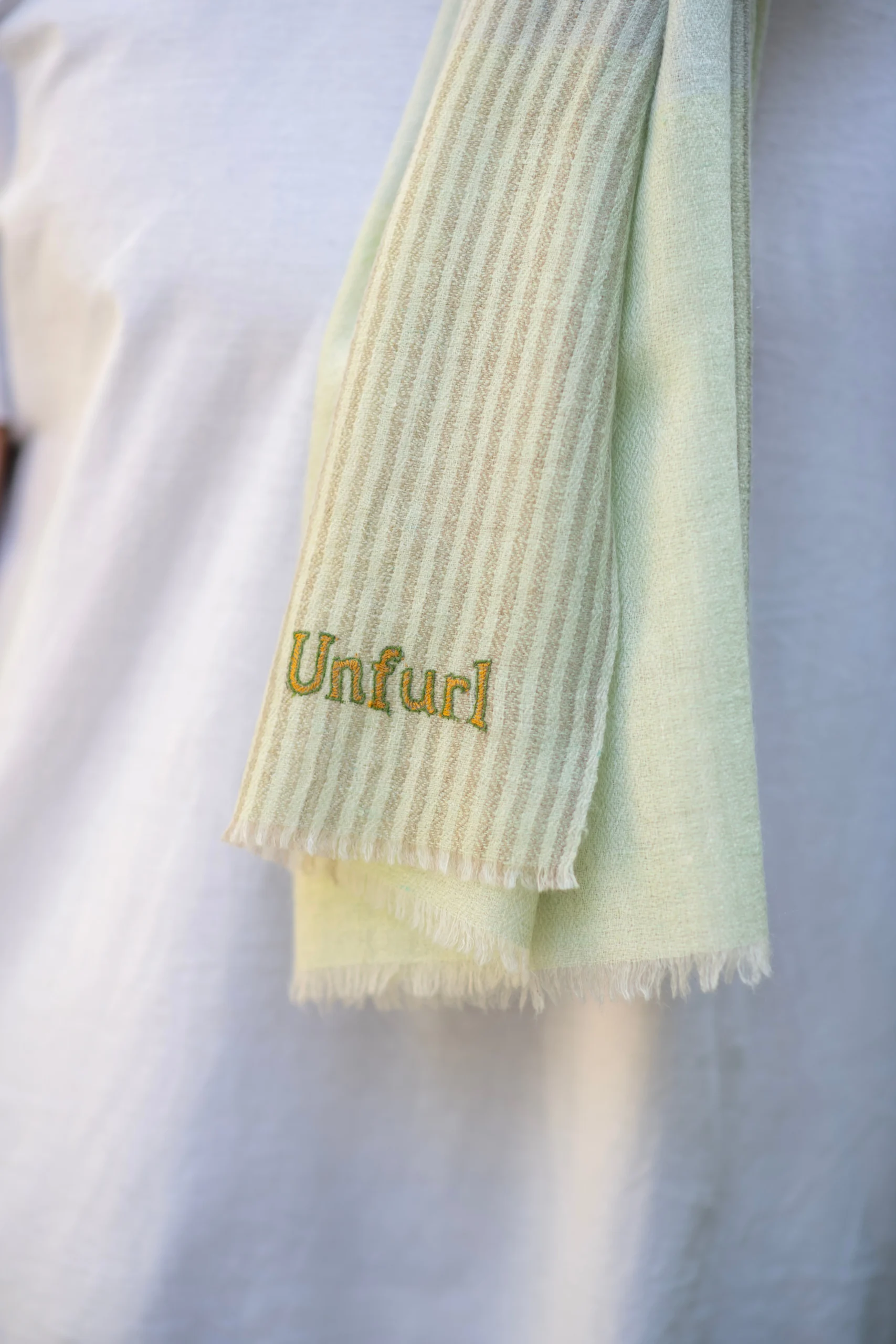 MoonLit Mist Pastel ivory mint Shawl - Image 2