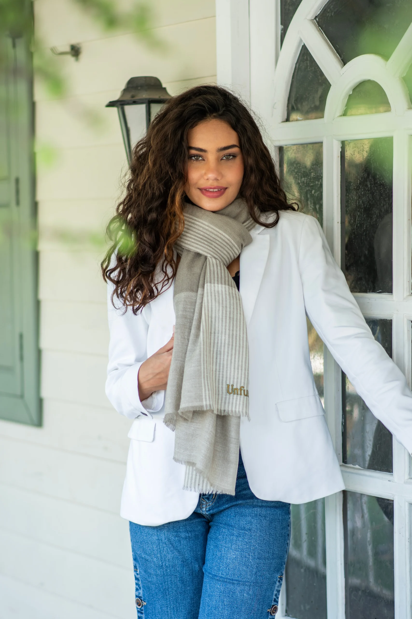 Natural Toosh Brown Striped Shawl - Image 4