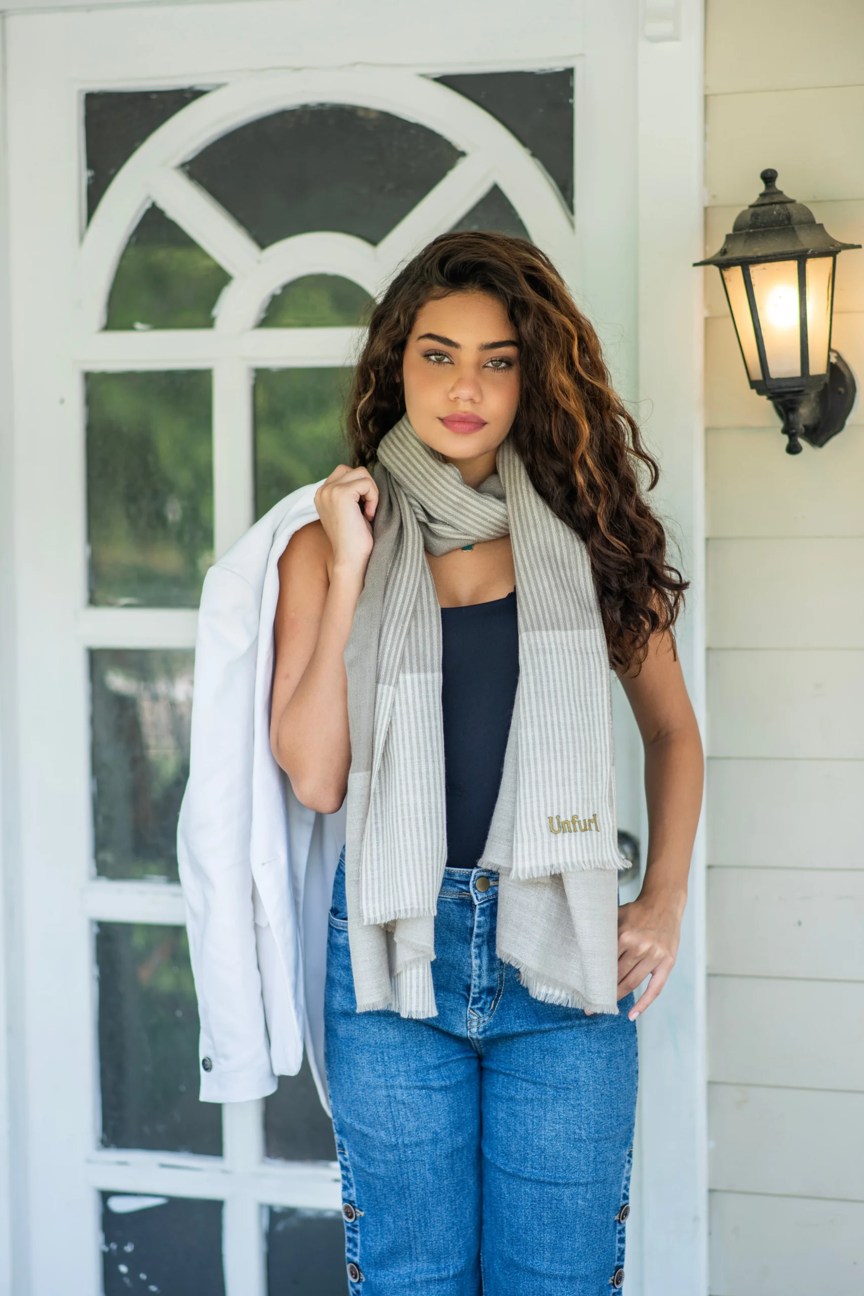 Natural Toosh Brown Striped Shawl - Image 3