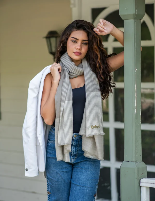 Natural Toosh Brown Striped Shawl