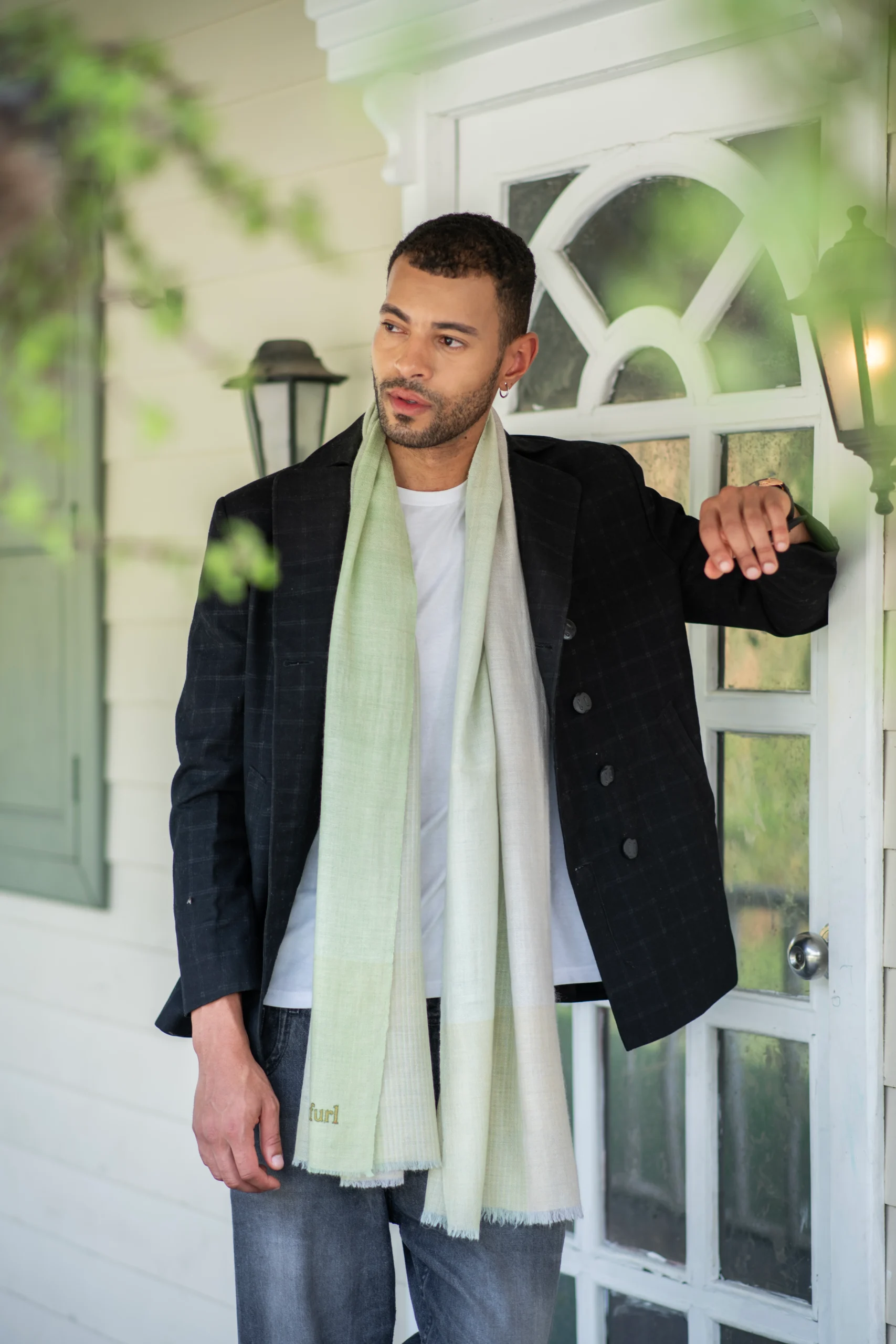 Morning Dew Pale Green Beige Wrap