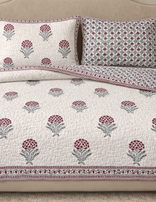 The Crimson Marigold Quilted Set