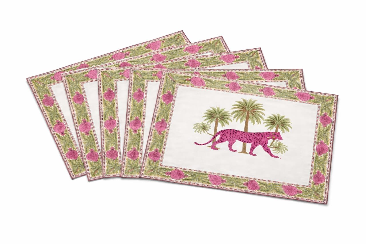 The Fuchsia Panther Safari Set of 6 - Mats