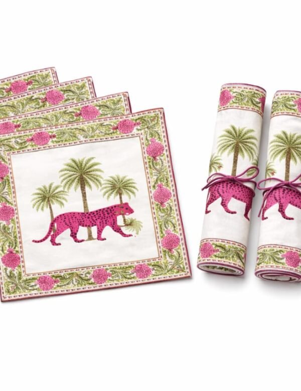 The Fuchsia Panther Safari Set of 6 - Napkins