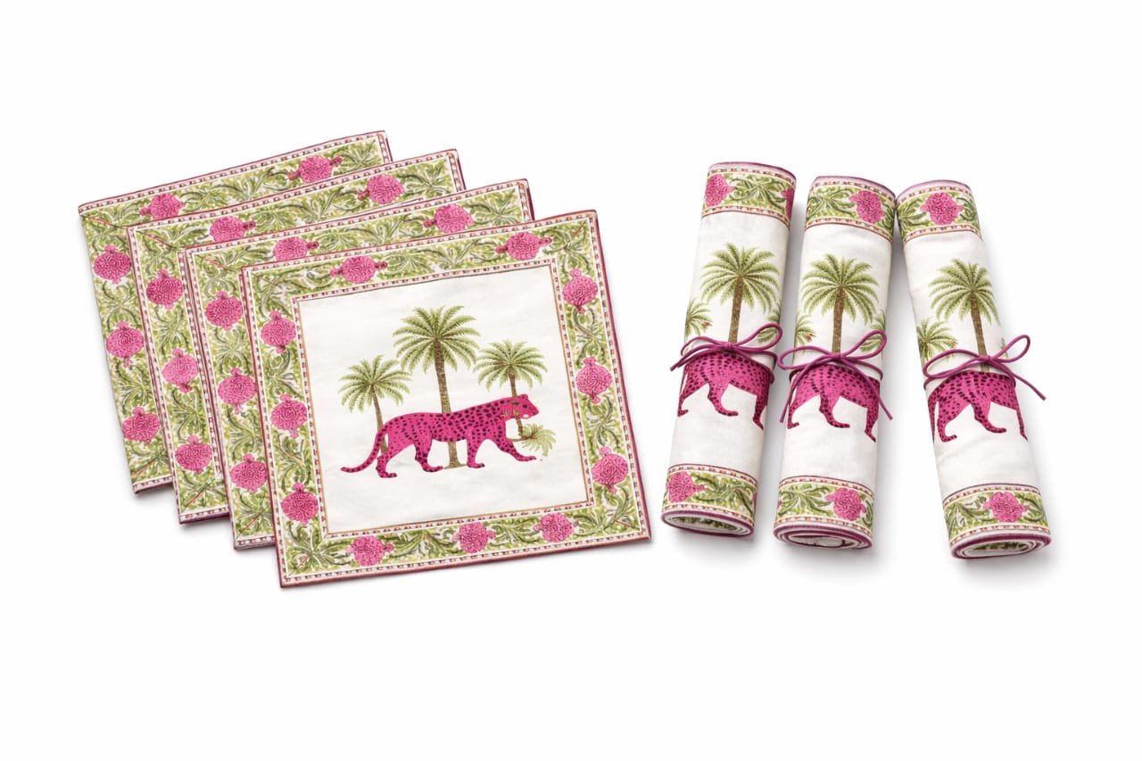 The Fuchsia Panther Safari Set of 6 - Napkins